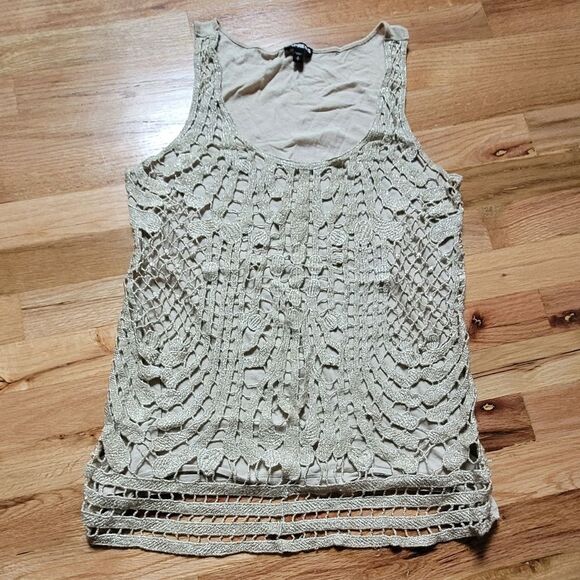 Express Boho Crochet-Vibe Lace Tank Top Lined Small 1920s - Picture 1 of 5